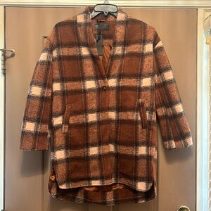 NWT [BLANKNYC] Womens Plaid Cocoon Coat size XS